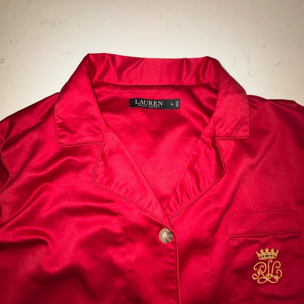 Lauren Ralph Lauren Women Red Satin Pajama Set